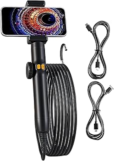 Endoscope Camera with Light, Industrial Endoscope Inspection Camera, Flexible Waterproof Drain Pipe Tool for HVAC System Electrical Equipment Industrial Automotive Engine Repair